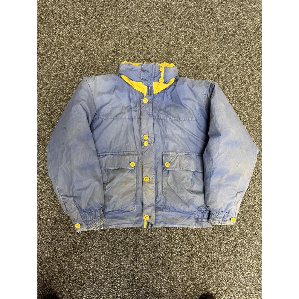 Vintage Gant Puffer Jacket Rare Blue And Yellow 1990s Utility Size Medium